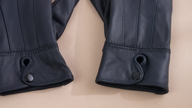 Blue Sheep Leather Gloves with first 2 fingers Screen Touch