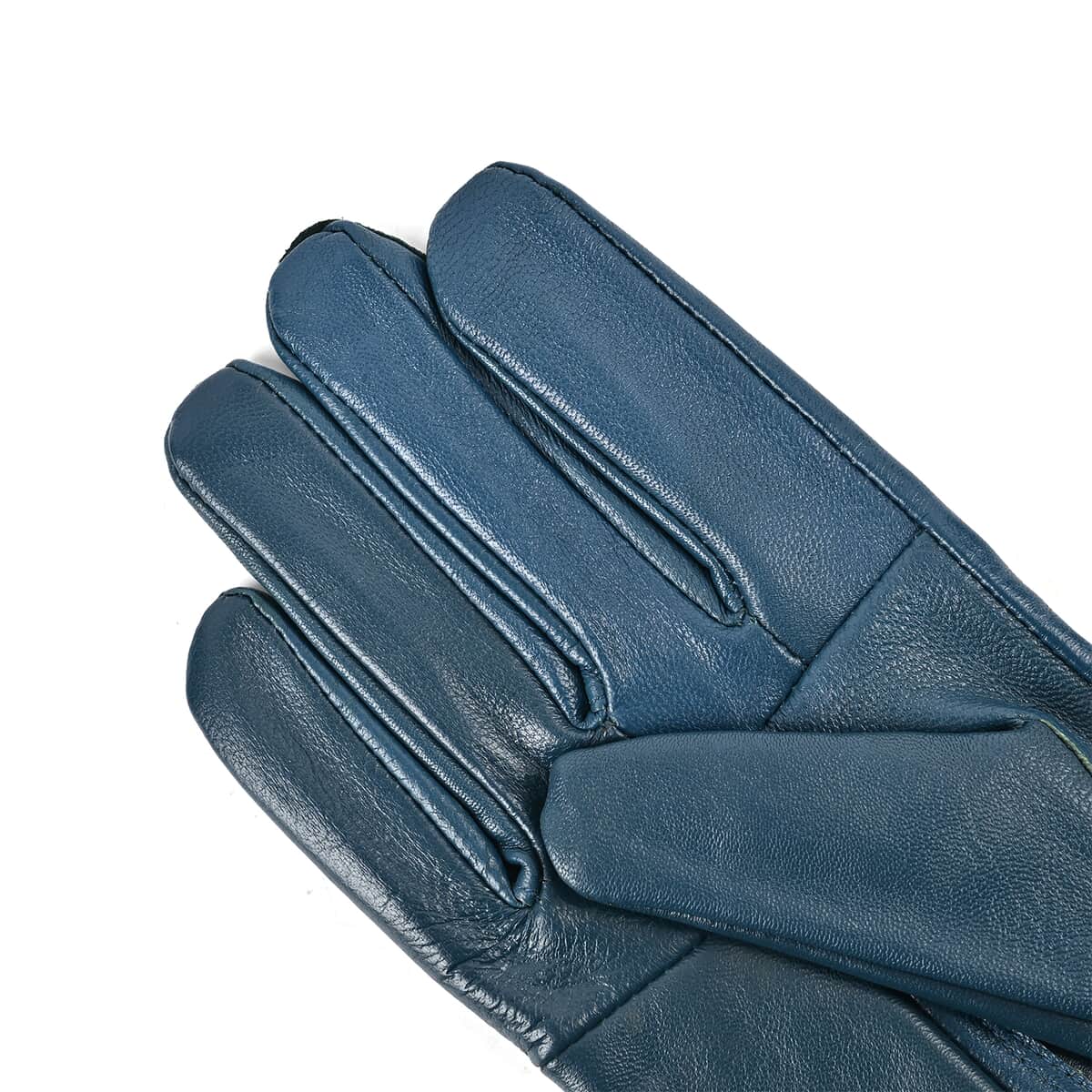 Blue Sheep Leather Gloves with first 2 fingers Screen Touch image number 2