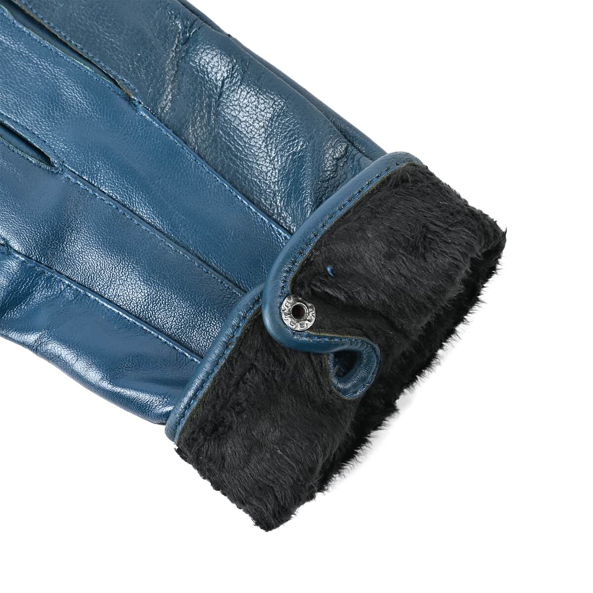 Blue Sheep Leather Gloves with first 2 fingers Screen Touch image number 4