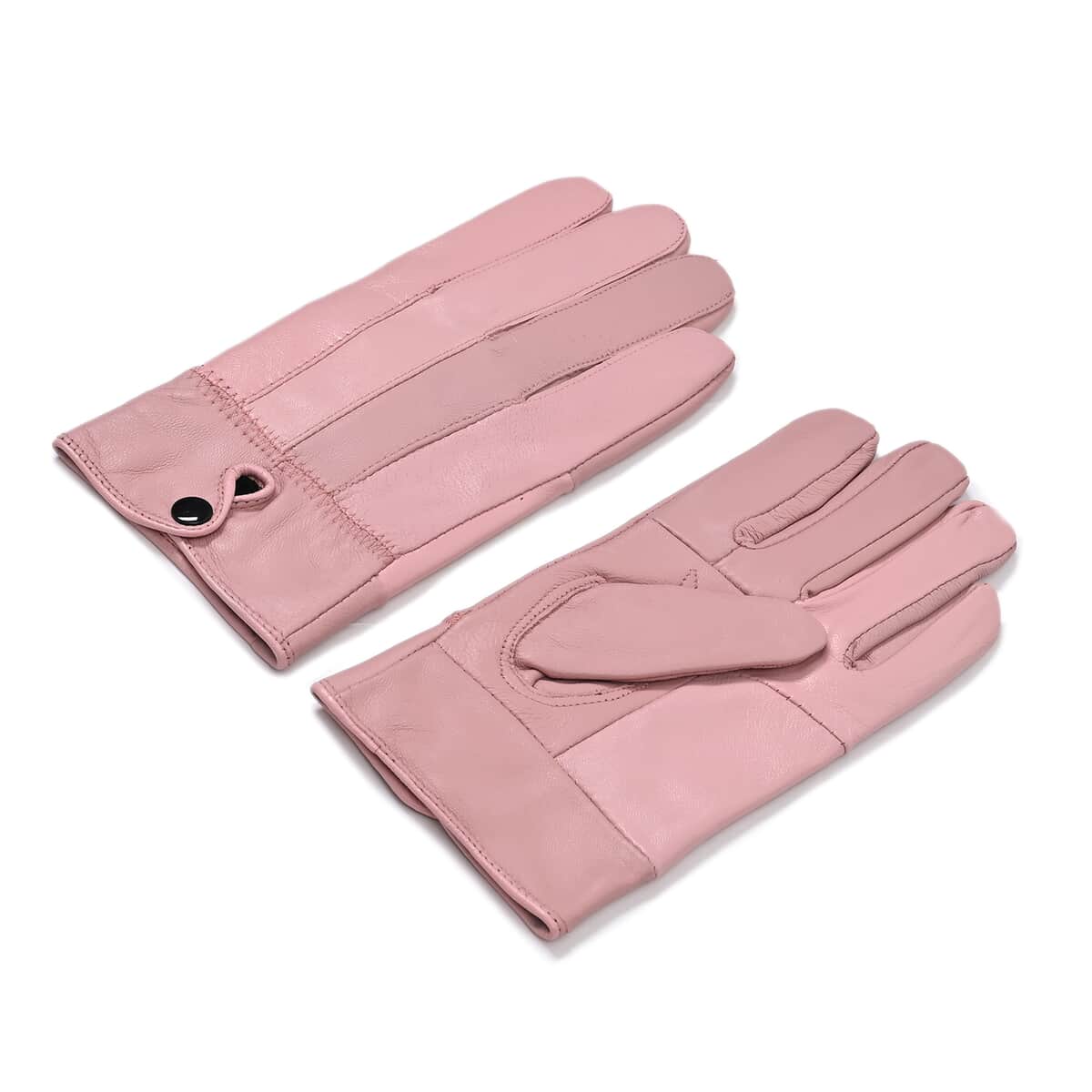 Pink Sheep Leather Gloves with first 2 fingers Screen Touch image number 1