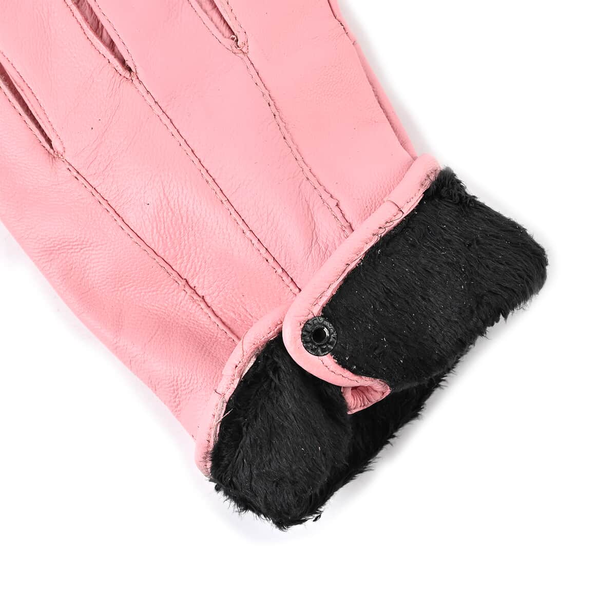 Pink Sheep Leather Gloves with first 2 fingers Screen Touch image number 4