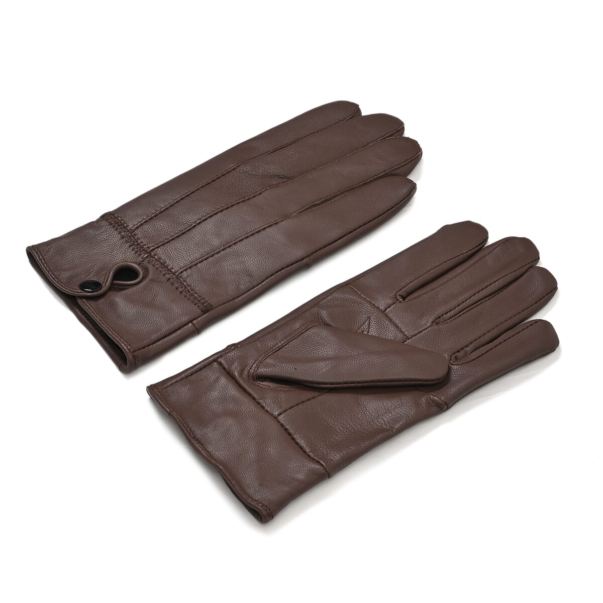 Brown Sheep Leather Gloves with first 2 fingers Screen Touch image number 1