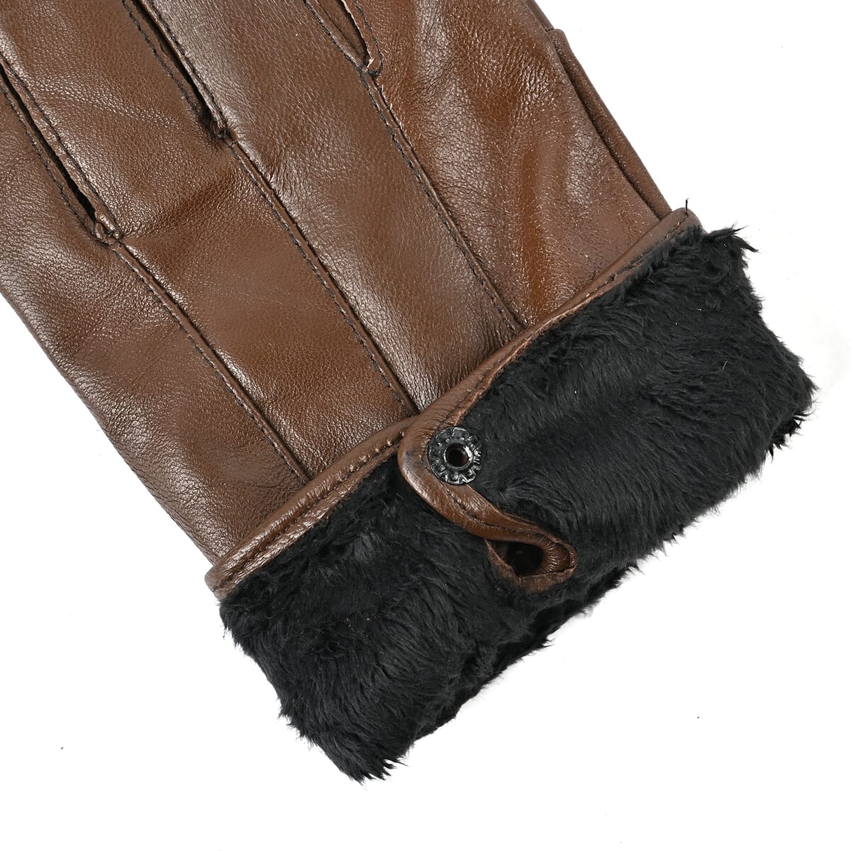 Brown Sheep Leather Gloves with first 2 fingers Screen Touch image number 4