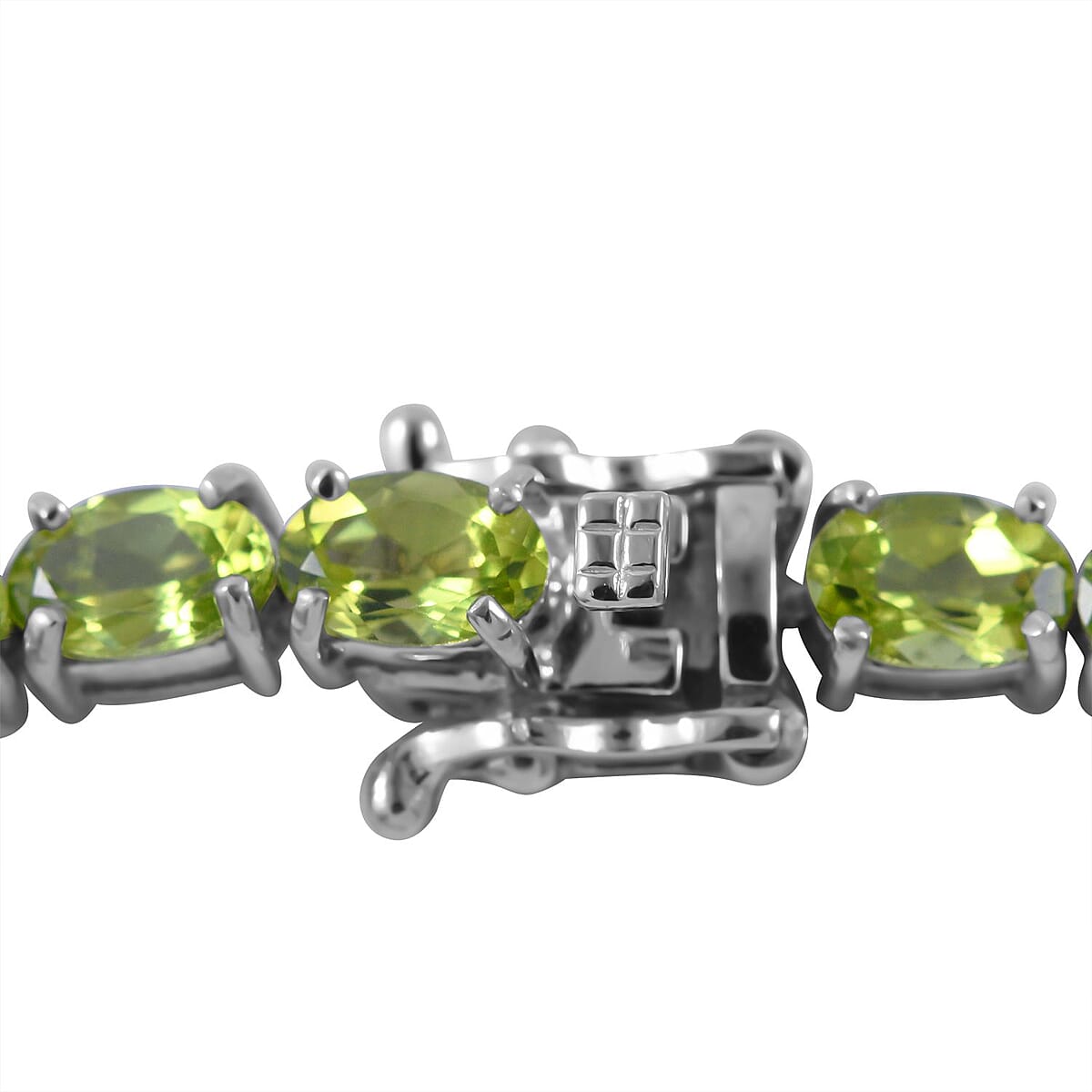 Premium Peridot Tennis Bracelet in Platinum Over Sterling Silver (7.25 In) 14.20 ctw image number 3