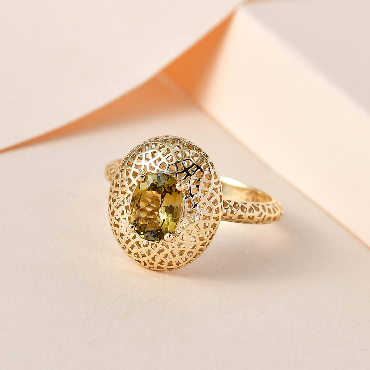 Mirage Collection Luxoro 10K Yellow Gold Premium Golden Tanzanite Solitaire Ring (Size 10.0) 1.00 ctw image number 1