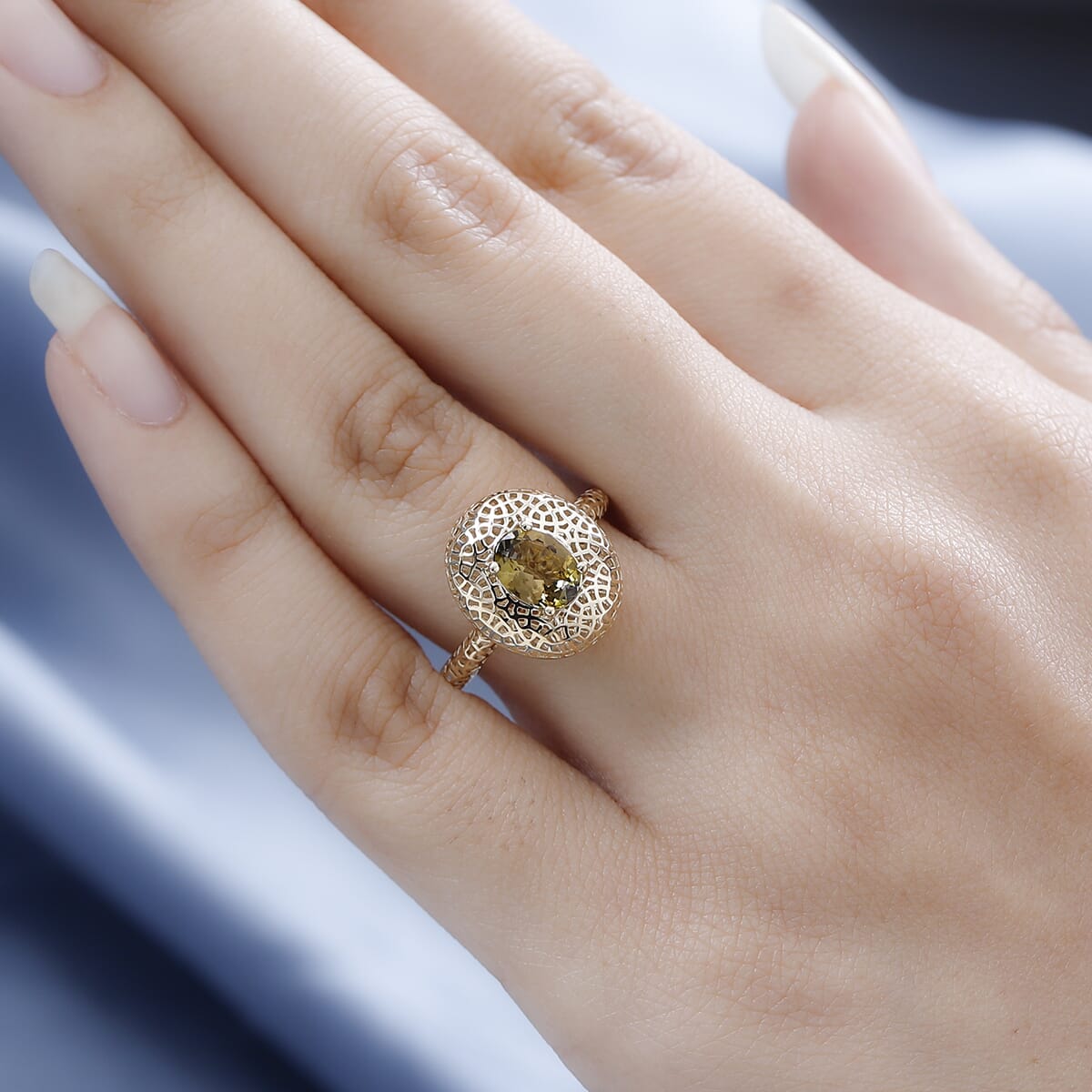 Mirage Collection Luxoro 10K Yellow Gold Premium Golden Tanzanite Solitaire Ring (Size 10.0) 1.00 ctw image number 2