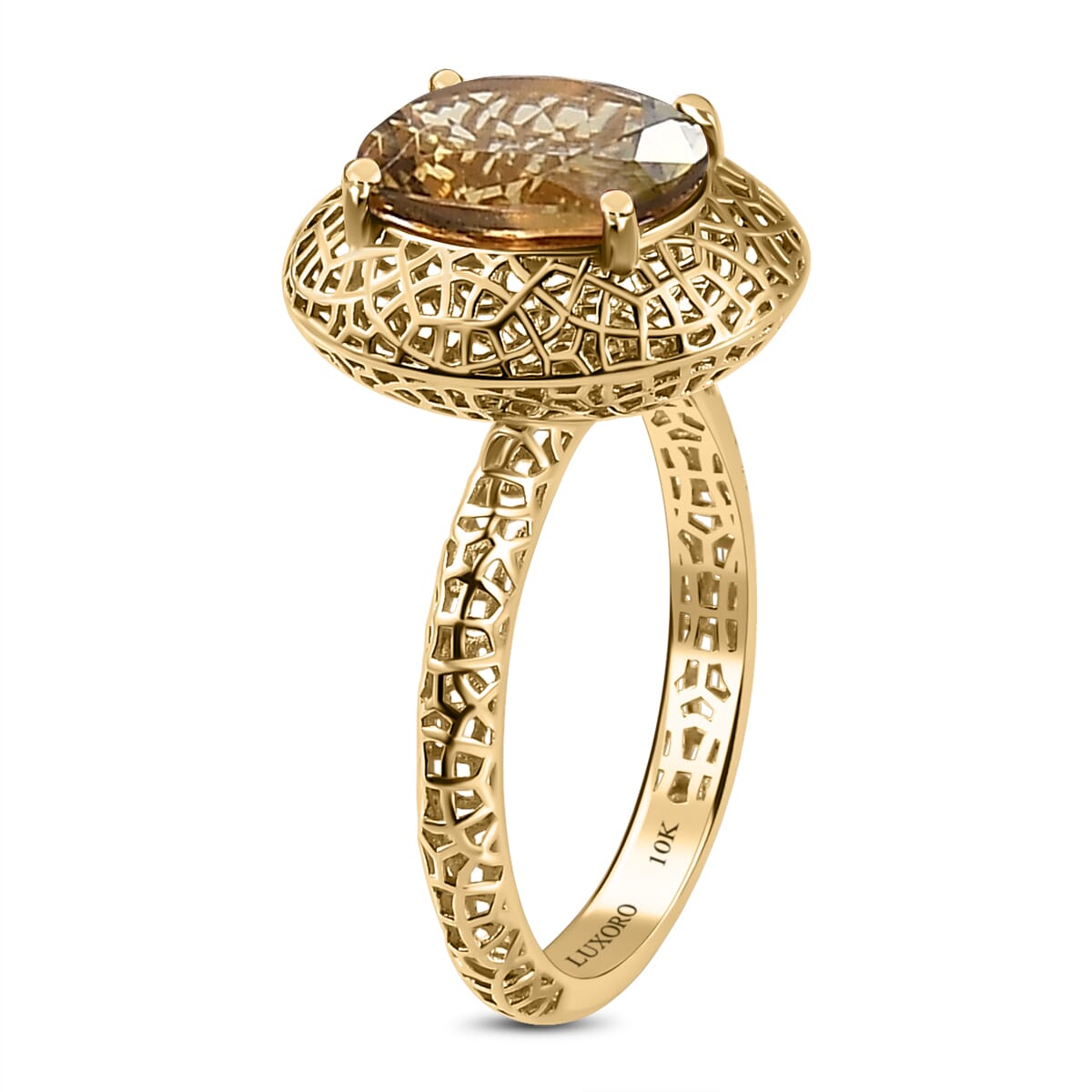 Mirage Collection Luxoro 10K Yellow Gold Premium Golden Tanzanite Solitaire Ring (Size 10.0) 1.00 ctw image number 3