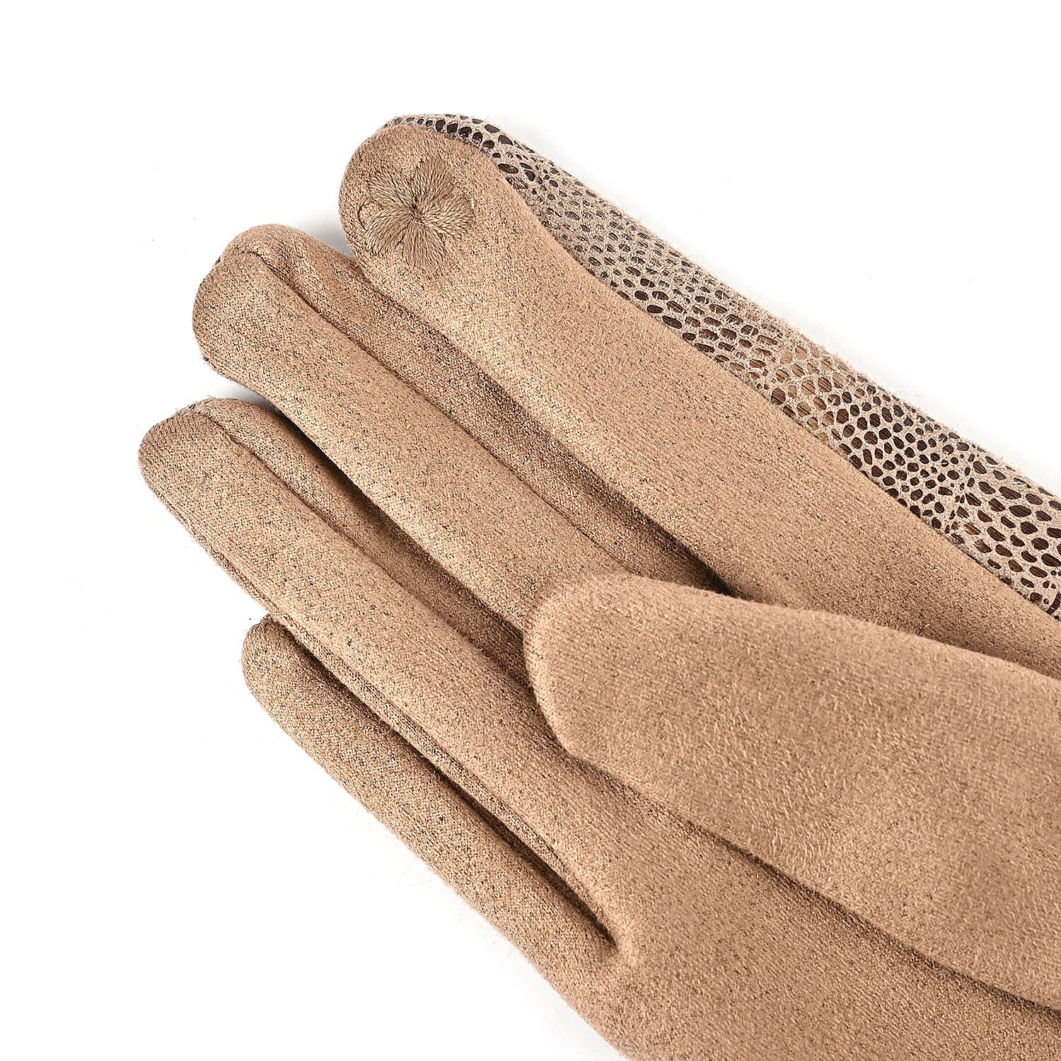 Set of 2 Tan Snake and Ginger Leopard Printed Gloves with Touchscreen Functionality – One Size Fits Most