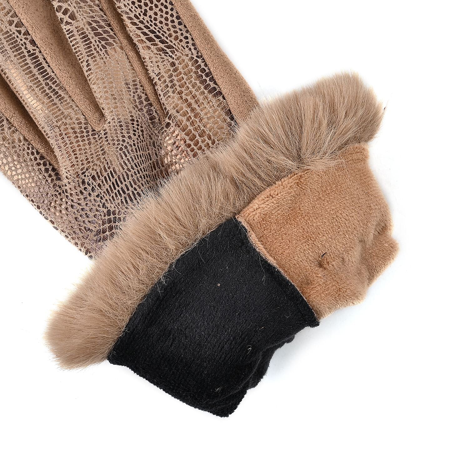 Set of 2 Tan Snake and Ginger Leopard Printed Gloves with Touchscreen Functionality – One Size Fits Most
