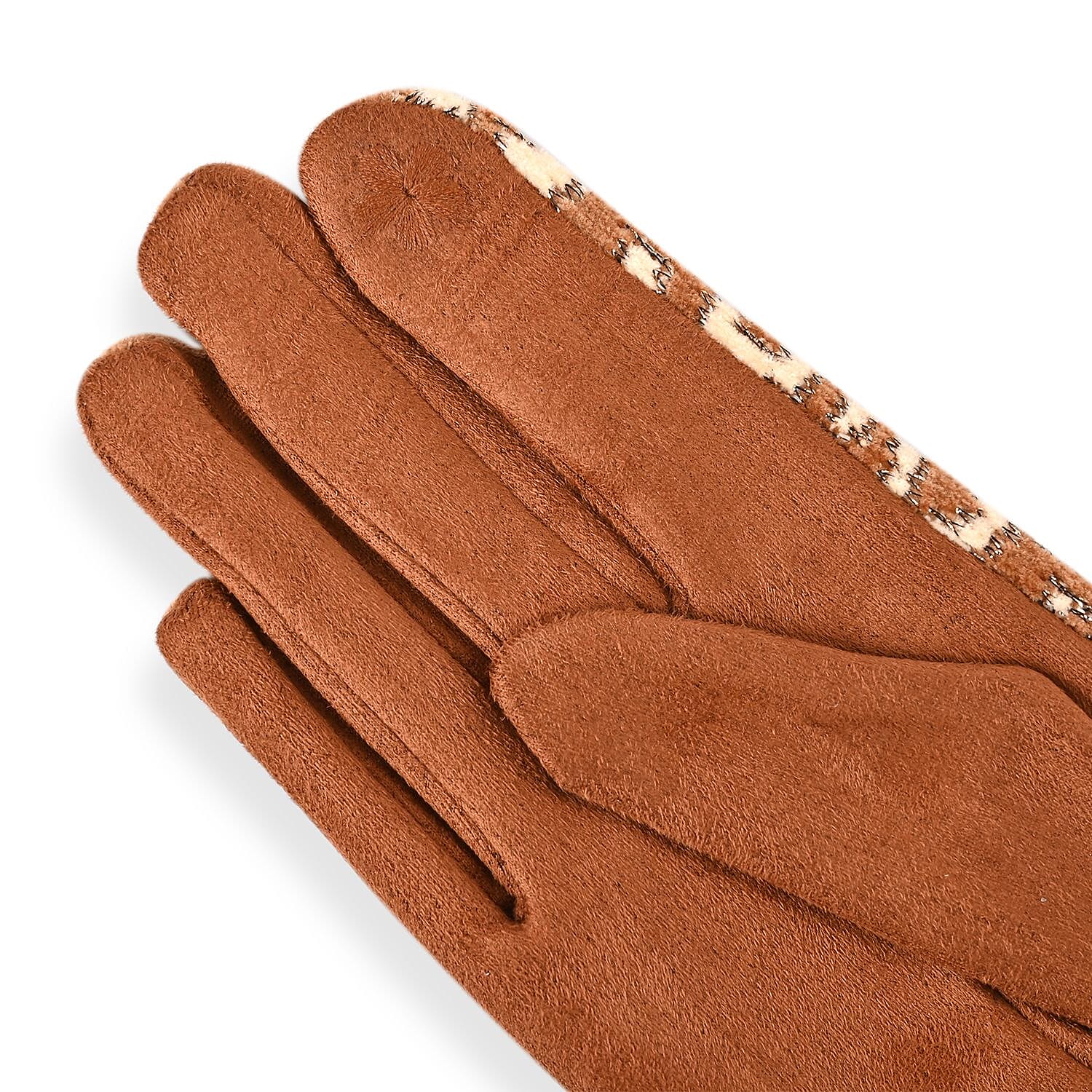 Set of 2 Tan Snake and Ginger Leopard Printed Gloves with Touchscreen Functionality – One Size Fits Most