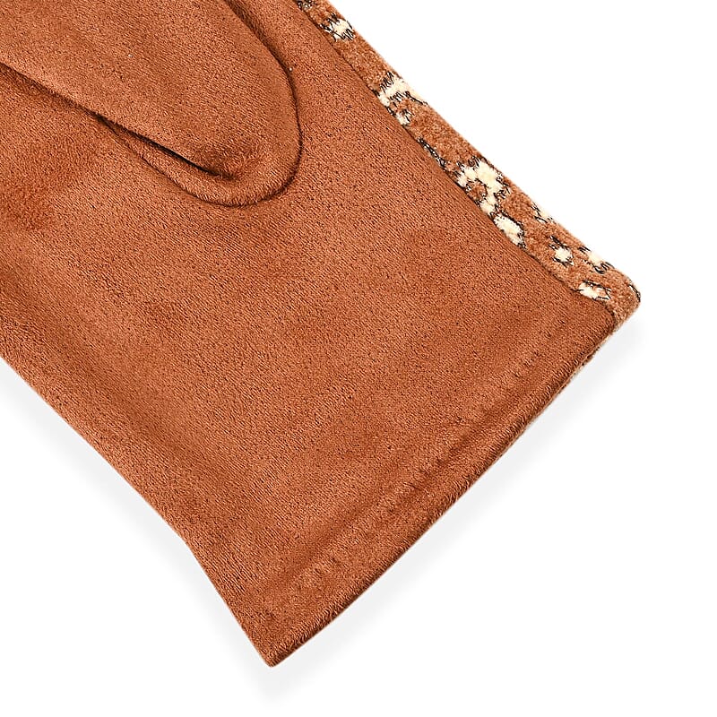 Set of 2 Tan Snake and Ginger Leopard Printed Gloves with Touchscreen Functionality – One Size Fits Most
