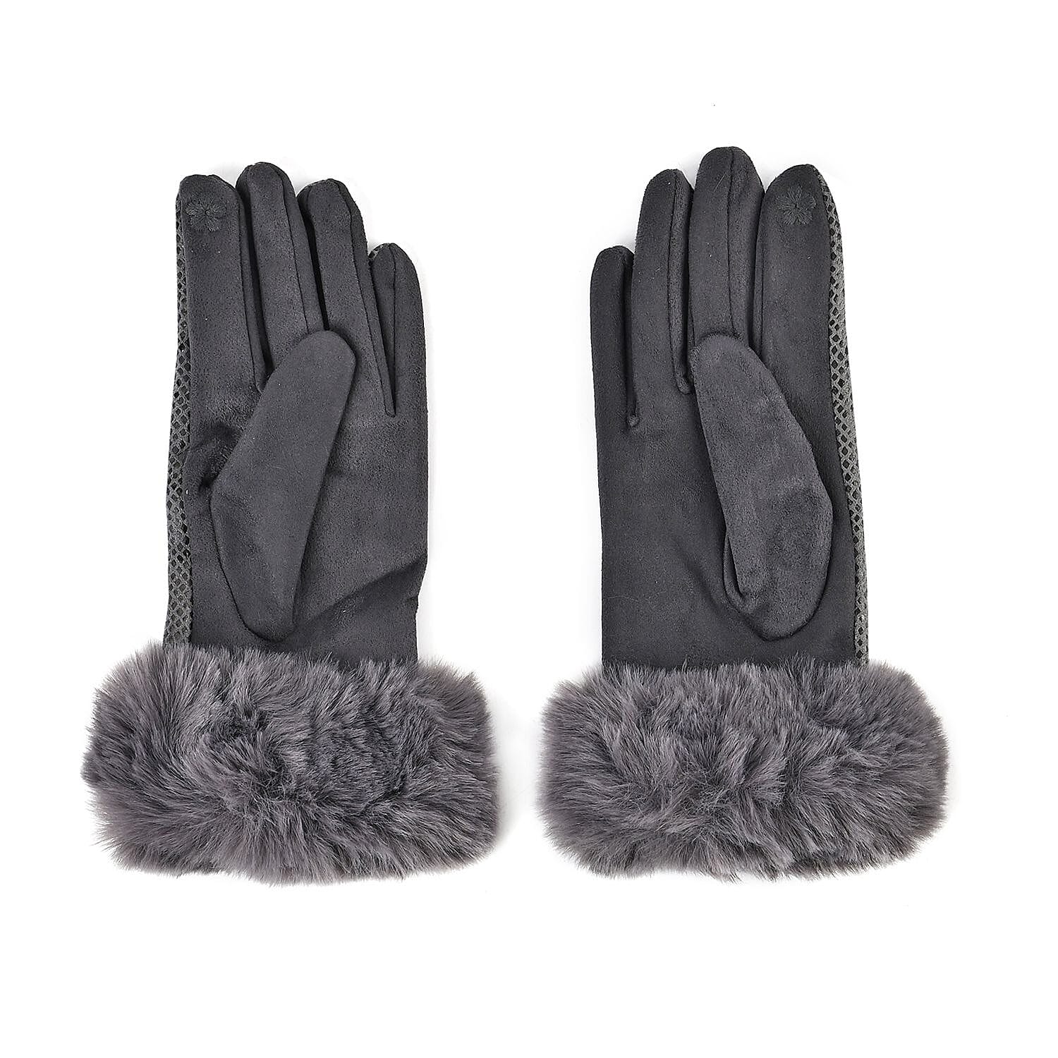 Set of 2 Gray Snake and Gray Leopard Printed Gloves with Touchscreen Functionality – One Size Fits Most