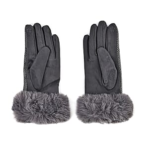 Set of 2 Gray Snake and Gray Leopard Printed Gloves with Touchscreen Functionality &ndash; One Size Fits Most