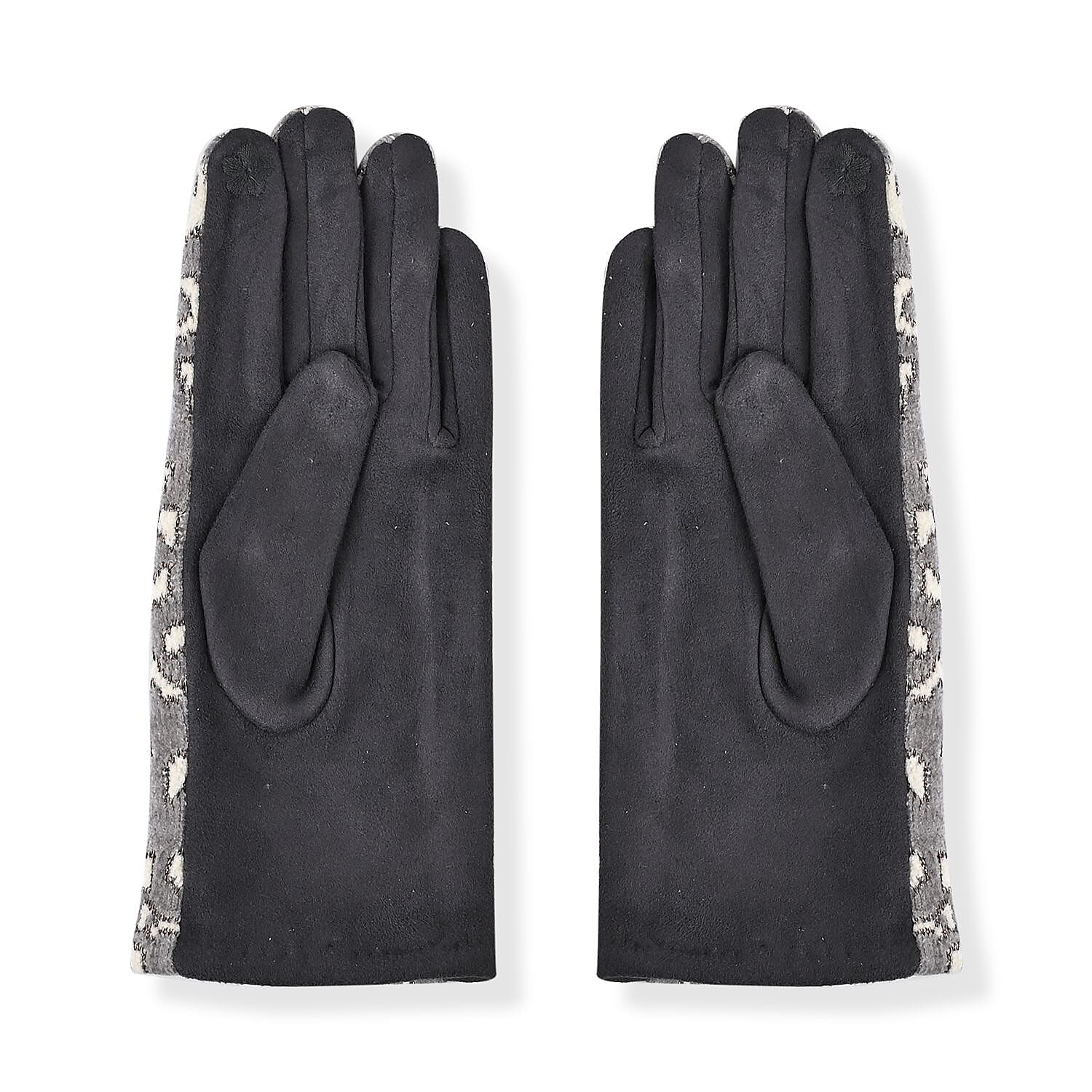 Set of 2 Gray Snake and Gray Leopard Printed Gloves with Touchscreen Functionality – One Size Fits Most