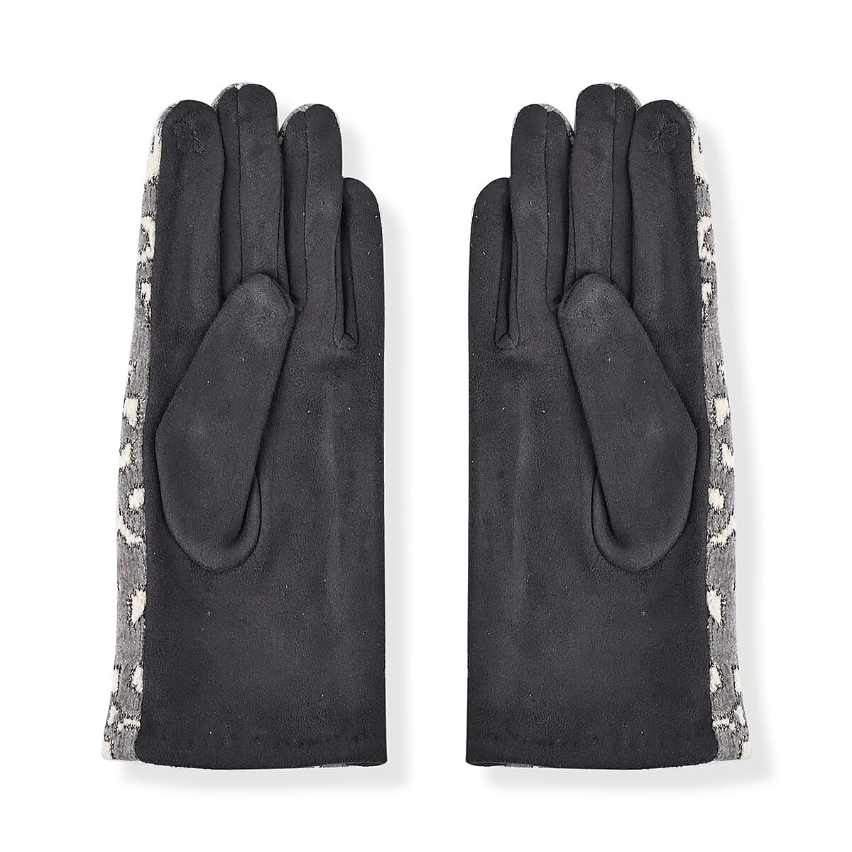 Set of 2 Gray Snake and Gray Leopard Printed Gloves with Touchscreen Functionality &ndash; One Size Fits Most image number 5