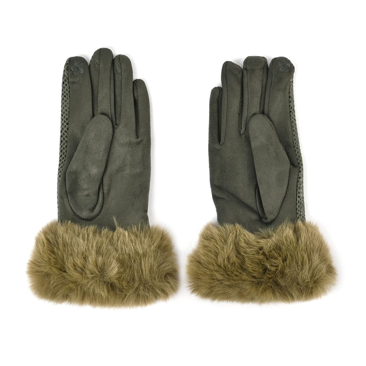 Set of 2 Green Snake and Beige Leopard Printed Gloves with Touchscreen Functionality – One Size Fits Most image number 1