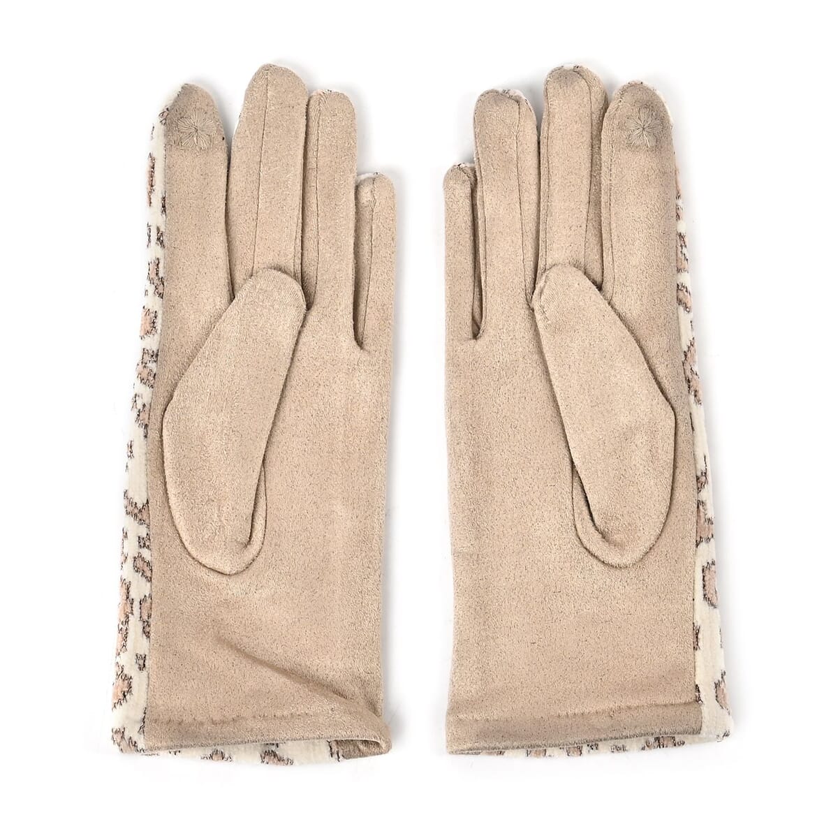 Set of 2 Green Snake and Beige Leopard Printed Gloves with Touchscreen Functionality – One Size Fits Most image number 5