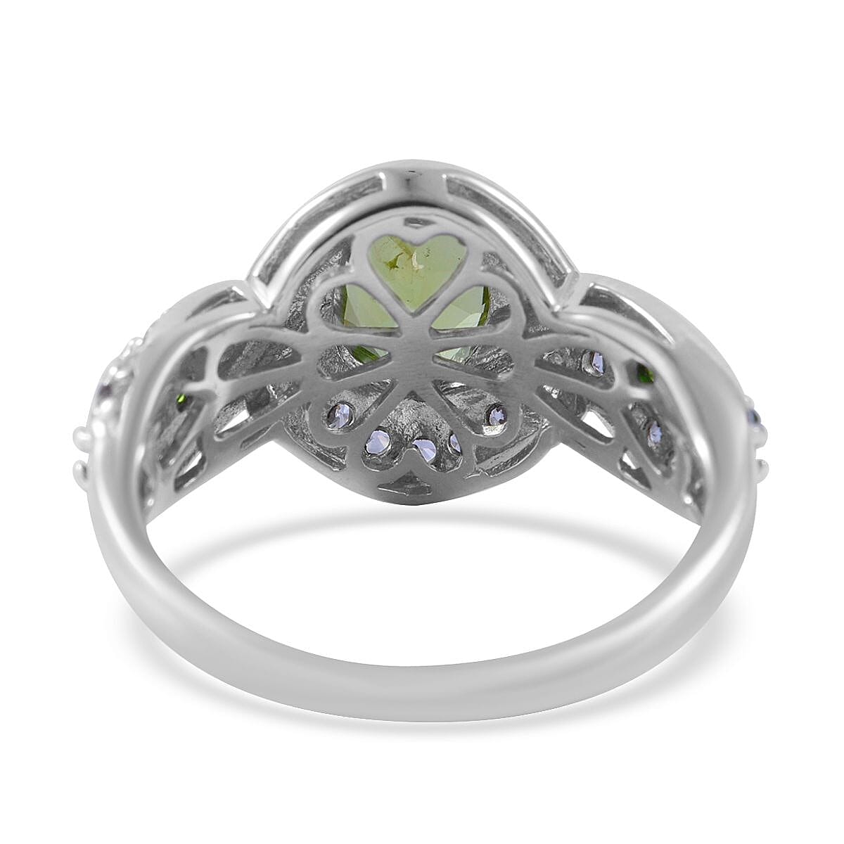 Premium Peridot and Multi Gemstone Ring in Platinum Over Sterling Silver (Size 10.0) 2.90 ctw