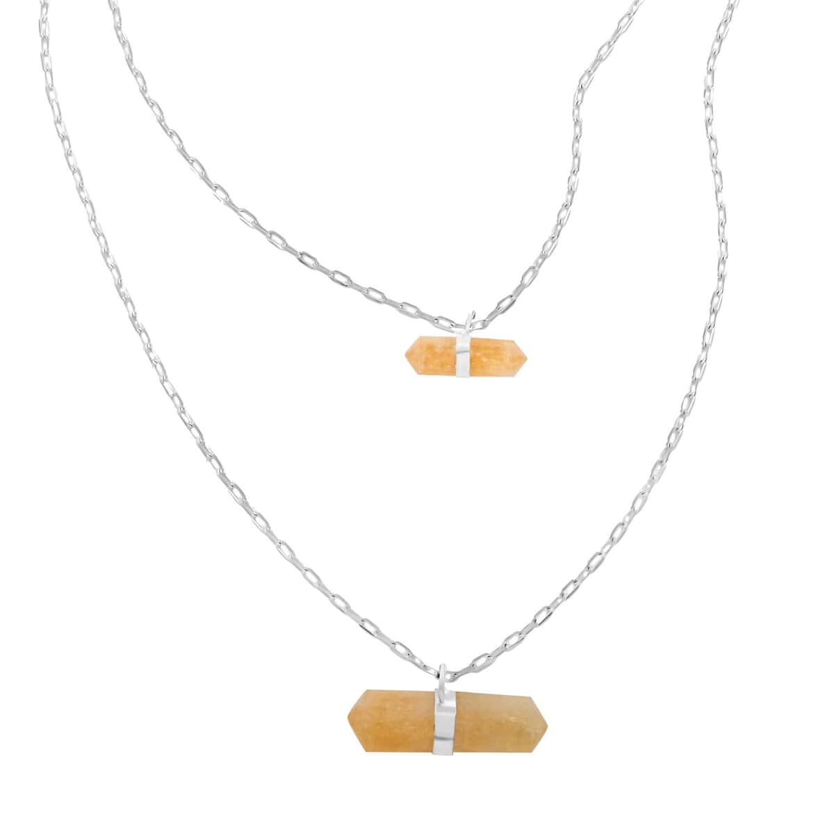 Brazilian Citrine 38.50 ctw Double Layer Necklace in Silvertone 21-23 Inches image number 2