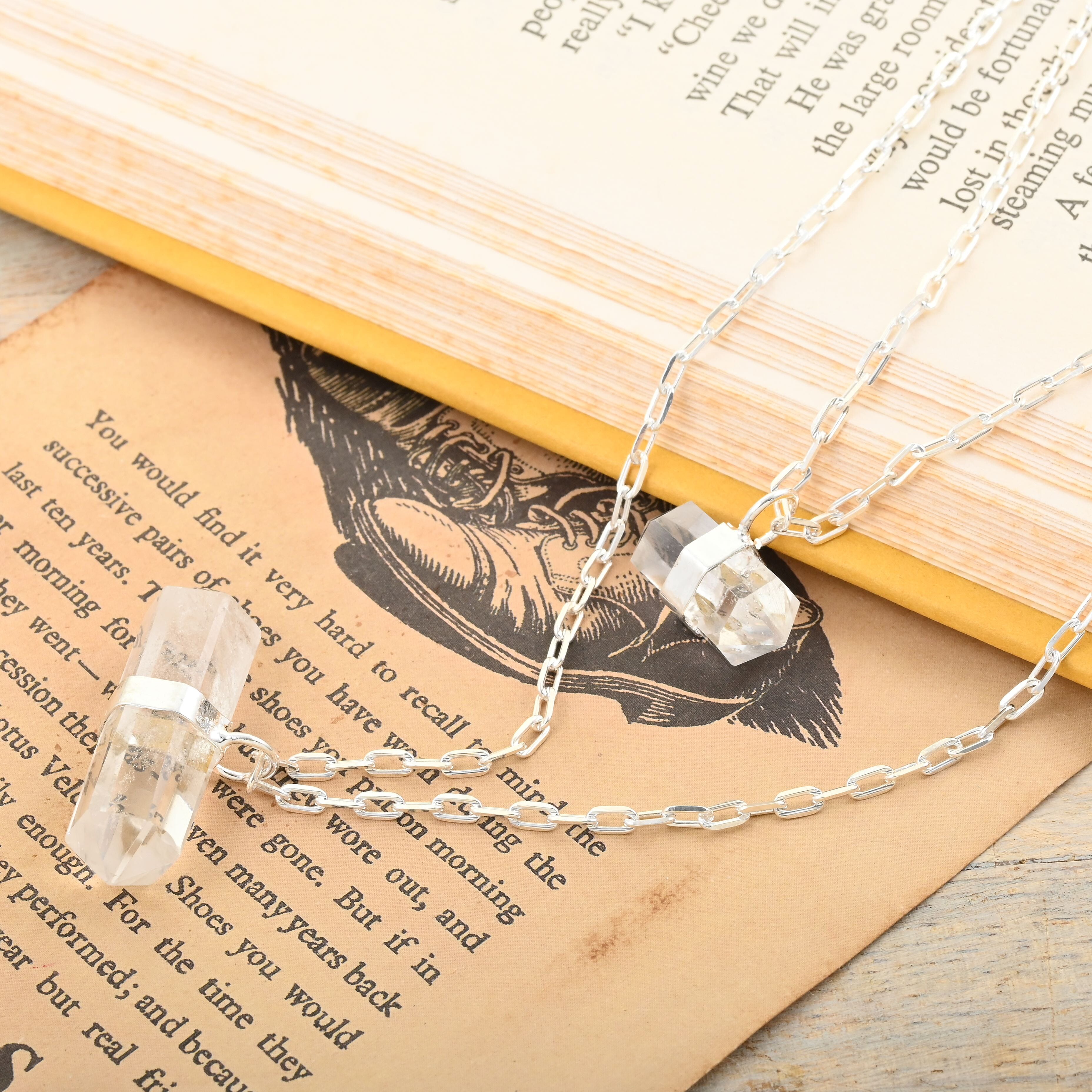 Crystal Double Layer Necklace 21-23 Inches in Silvertone