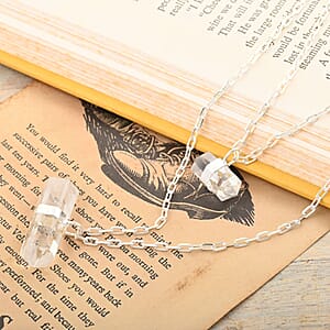 Crystal Double Layer Necklace 21-23 Inches in Silvertone