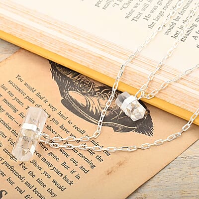 Crystal Double Layer Necklace 21-23 Inches in Silvertone