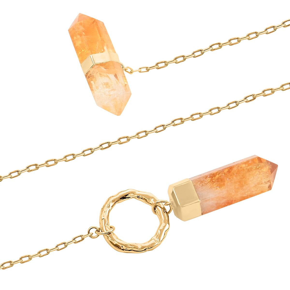 Made in Brazil Citrine Necklace 34.50 Inches in Goldtone 119.50 ctw