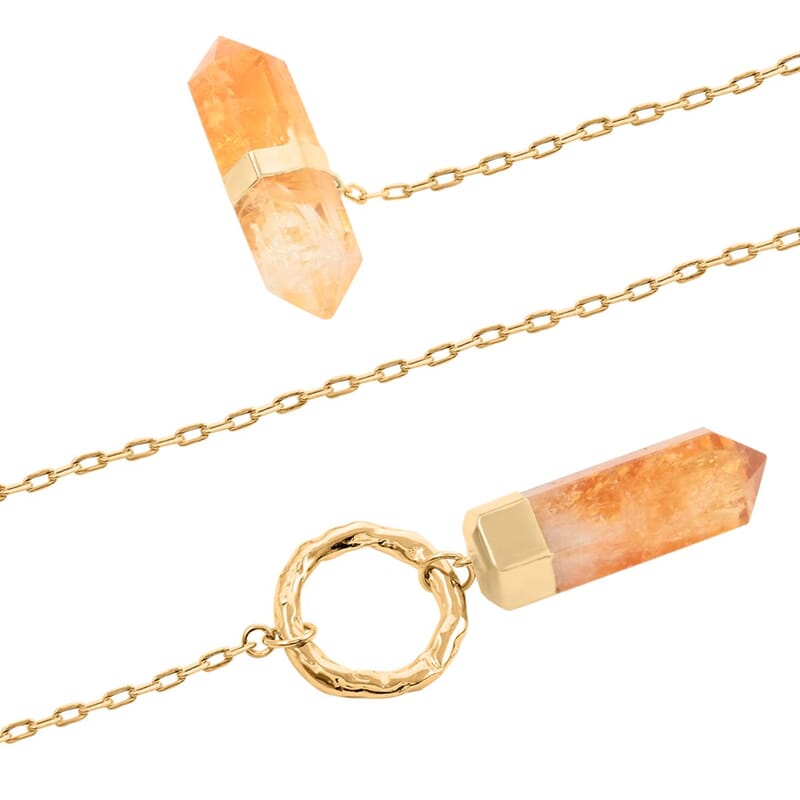 Made in Brazil Citrine Necklace 34.50 Inches in Goldtone 119.50 ctw