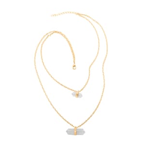 Crystal Double Layer Necklace 21-23 Inches in Goldtone