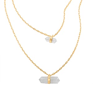 Crystal Double Layer Necklace 21-23 Inches in Goldtone