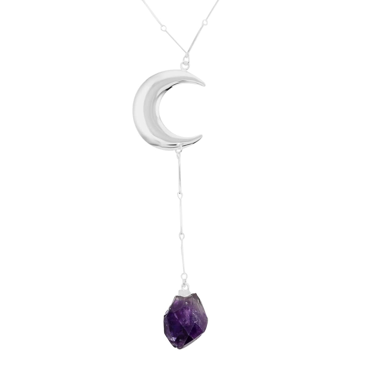 Amethyst Moon Necklace 22-24 Inches in Silvertone 37.50 ctw image number 0