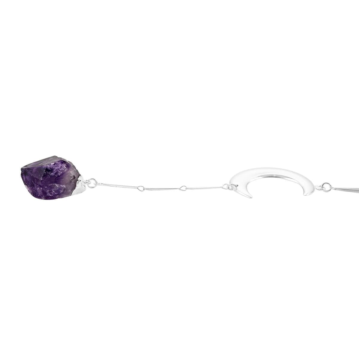 Amethyst Moon Necklace 22-24 Inches in Silvertone 37.50 ctw image number 2