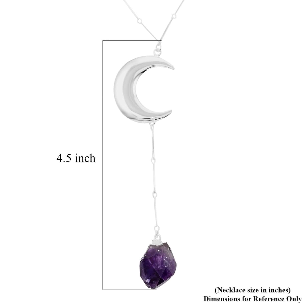 Amethyst Moon Necklace 22-24 Inches in Silvertone 37.50 ctw image number 4