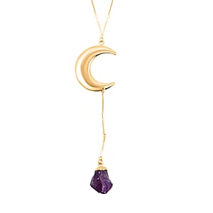 Amethyst 40.50 ctw Moon Necklace in Goldtone 22-24 Inches 