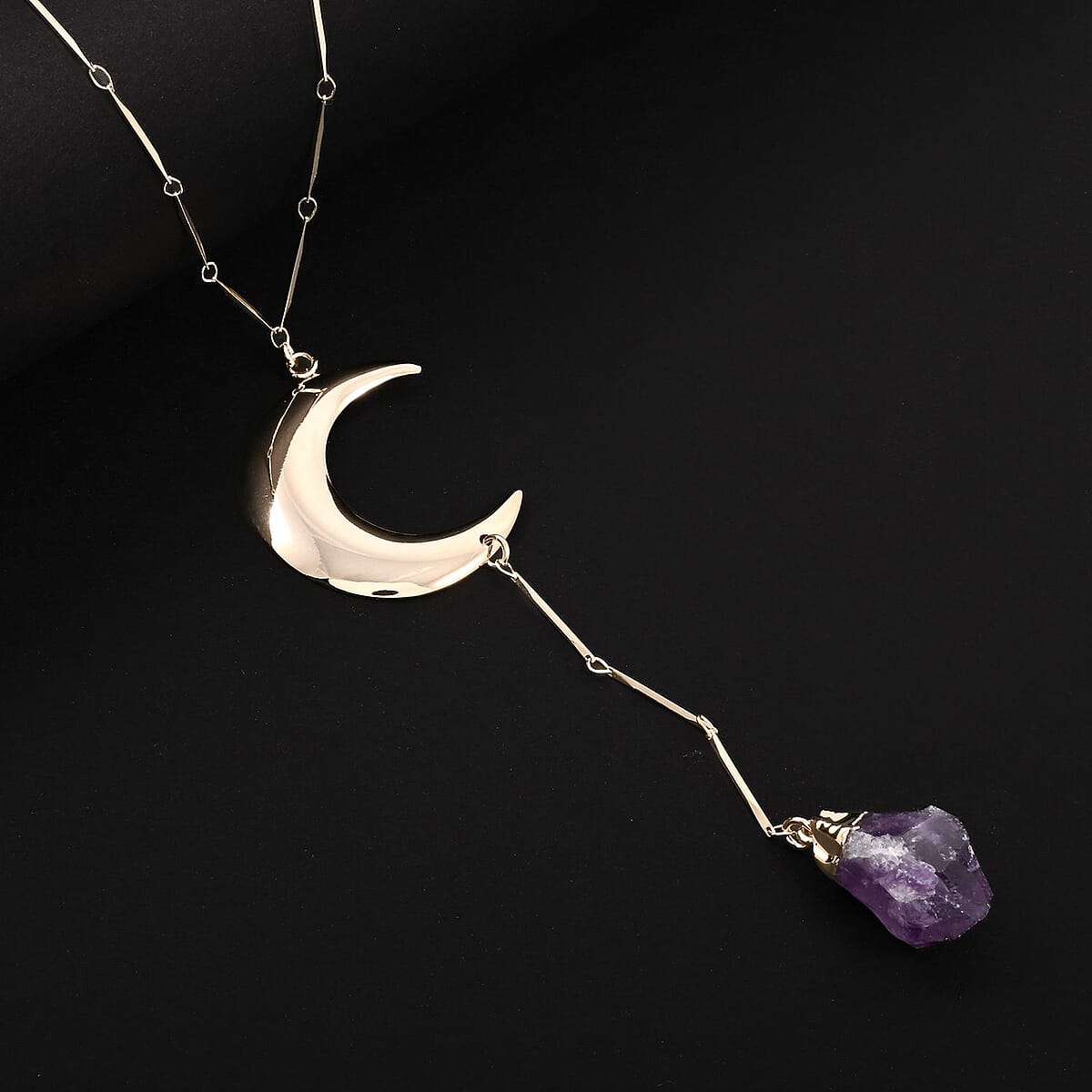 Amethyst 40.50 ctw Moon Necklace in Goldtone 22-24 Inches  image number 1
