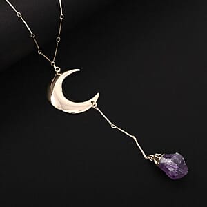 Amethyst 40.50 ctw Moon Necklace in Goldtone 22-24 Inches 
