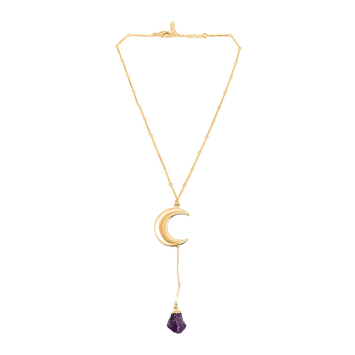 Amethyst 40.50 ctw Moon Necklace in Goldtone 22-24 Inches  image number 2