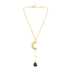 Amethyst 40.50 ctw Moon Necklace in Goldtone 22-24 Inches 