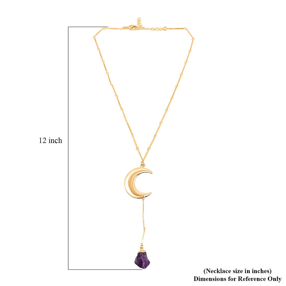 Amethyst 40.50 ctw Moon Necklace in Goldtone 22-24 Inches  image number 4