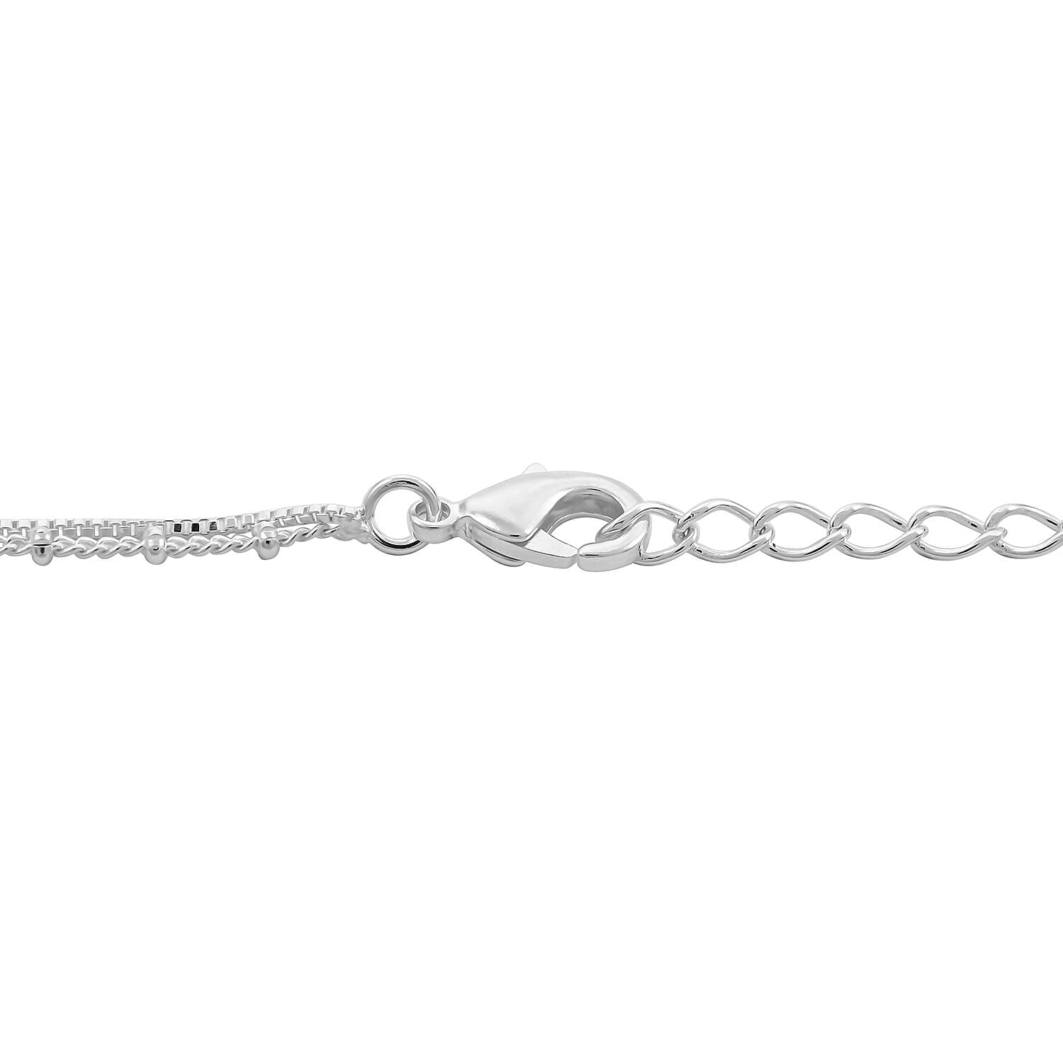Amethyst Heart with Pulse Double Layer Necklace 21-23 Inches in Silvertone 23.50 ctw