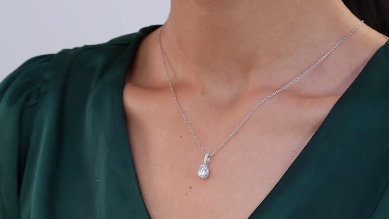 Moissanite (Ovl 8x6mm) Pendant in Platinum Over Sterling Silver 1.65 ctw