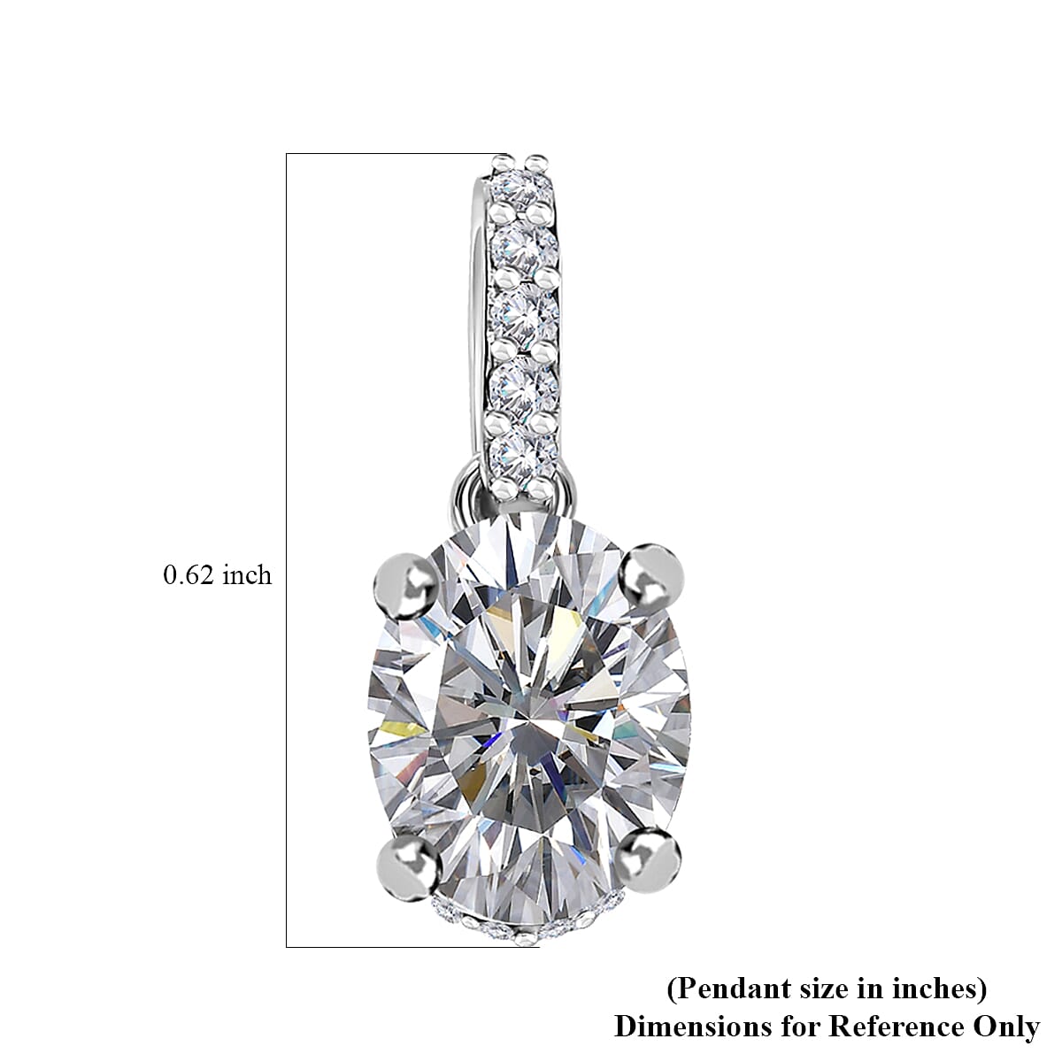 Moissanite (Ovl 8x6mm) Pendant in Platinum Over Sterling Silver 1.65 ctw