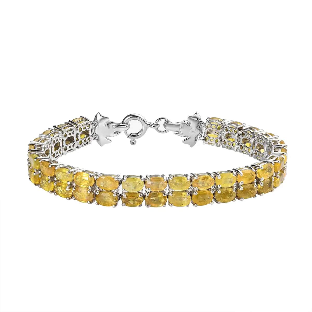 Yellow Sapphire (FF) Double-Row Bracelet in Platinum Over Sterling Silver (8.00 In) 36.75 ctw image number 0