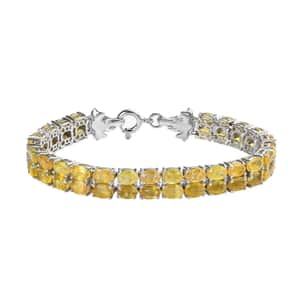 Yellow Sapphire (FF) Double-Row Bracelet in Platinum Over Sterling Silver (8.00 In) 36.75 ctw