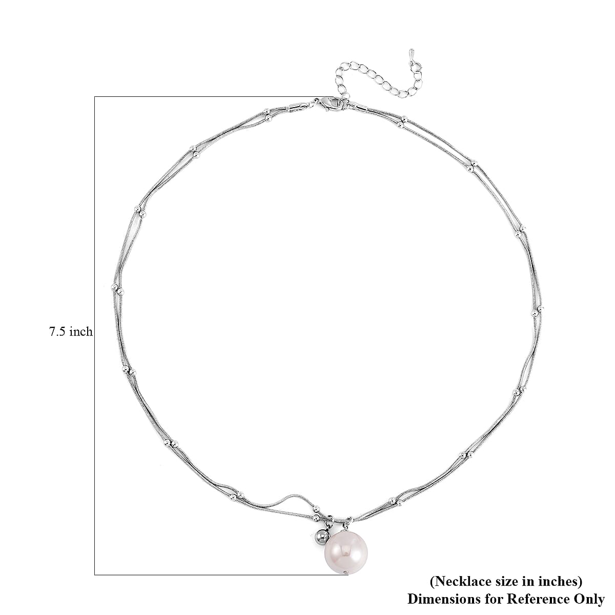 White Shell Pearl Pendant Necklace 20-22 Inches in Silvertone image number 4