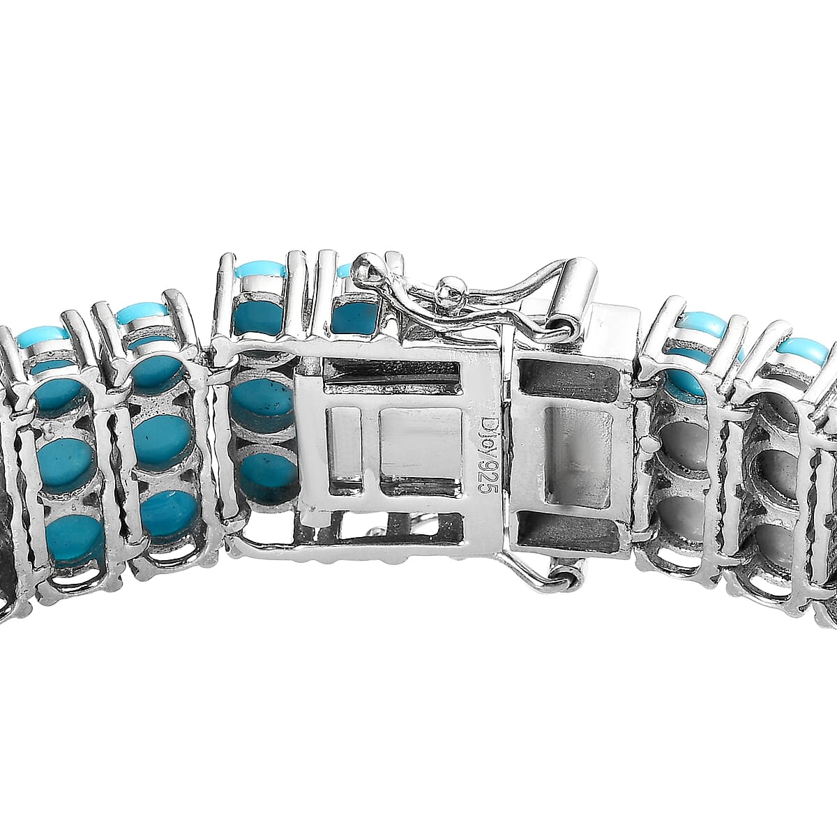 Premium Sleeping Beauty Turquoise 25.40 ctw 3 Row Bracelet in Platinum Over Sterling Silver (6.50 In) image number 3