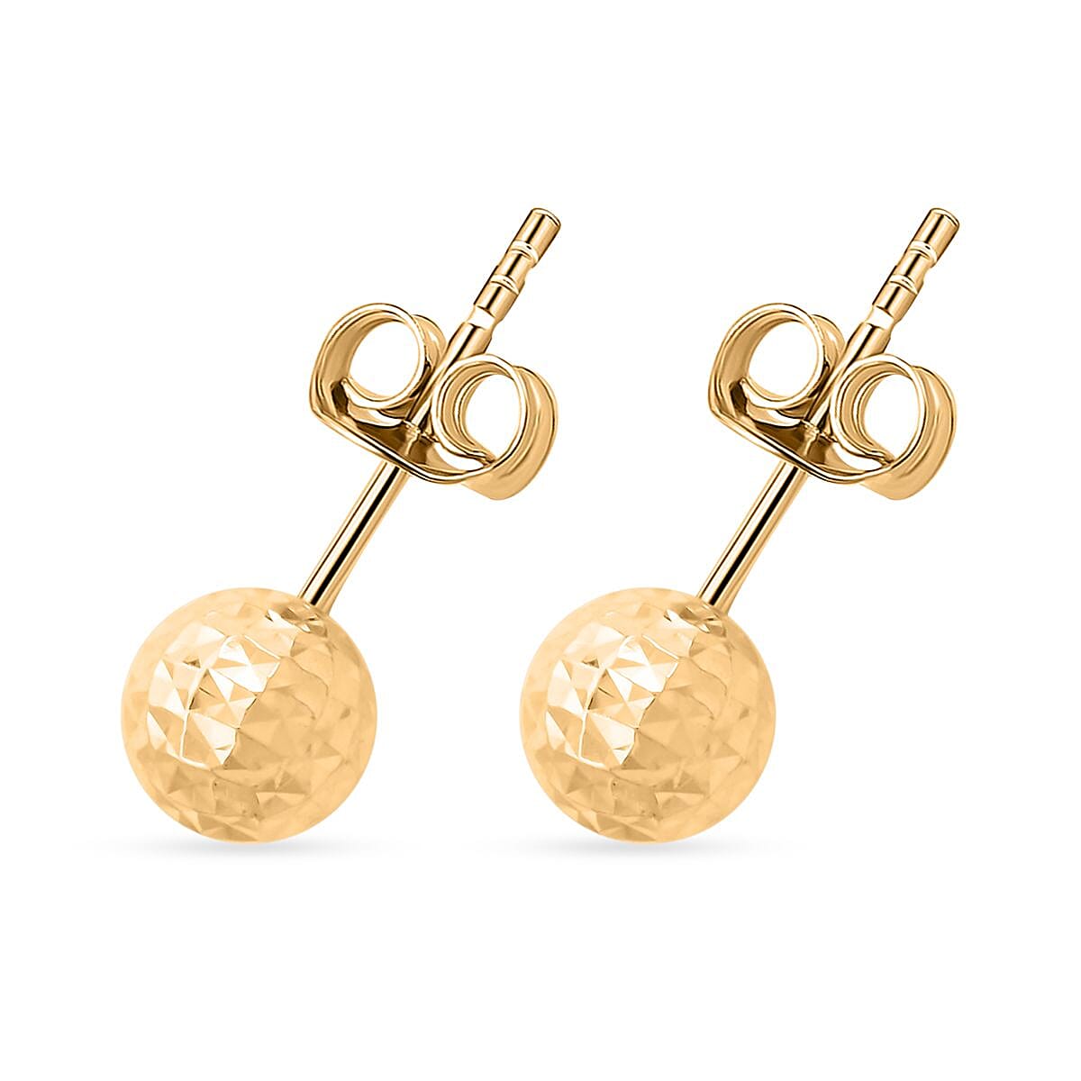 14K Yellow Gold 6mm Diamond-cut Ball Stud Earrings 0.90 Grams image number 3