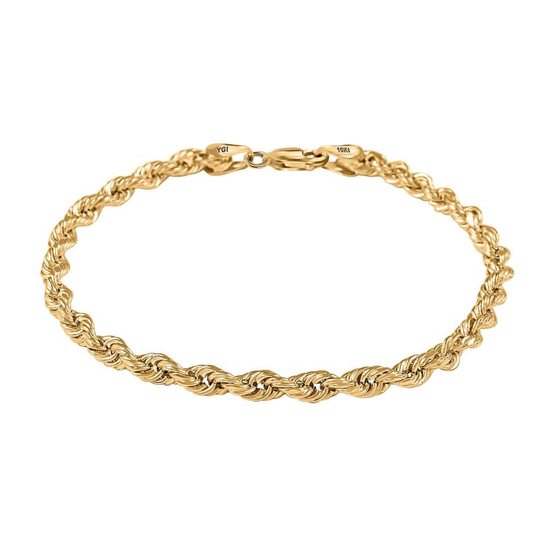 10K Yellow Gold 5.5mm Rope Chain Bracelet (8.00 In) 5.35 Grams