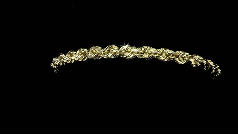 10K Yellow Gold 5.5mm Rope Chain Bracelet (8.00 In) 5.35 Grams