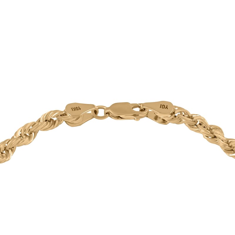 10K Yellow Gold 5.5mm Rope Chain Bracelet (8.00 In) 5.35 Grams